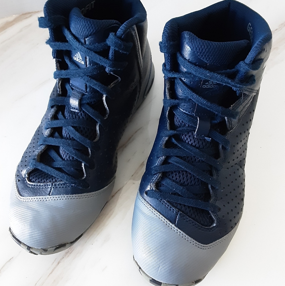 ADIDAS GEOFIT BLUE GRAY HI-TOP BASKETBALL SNEAKERS SZ 6